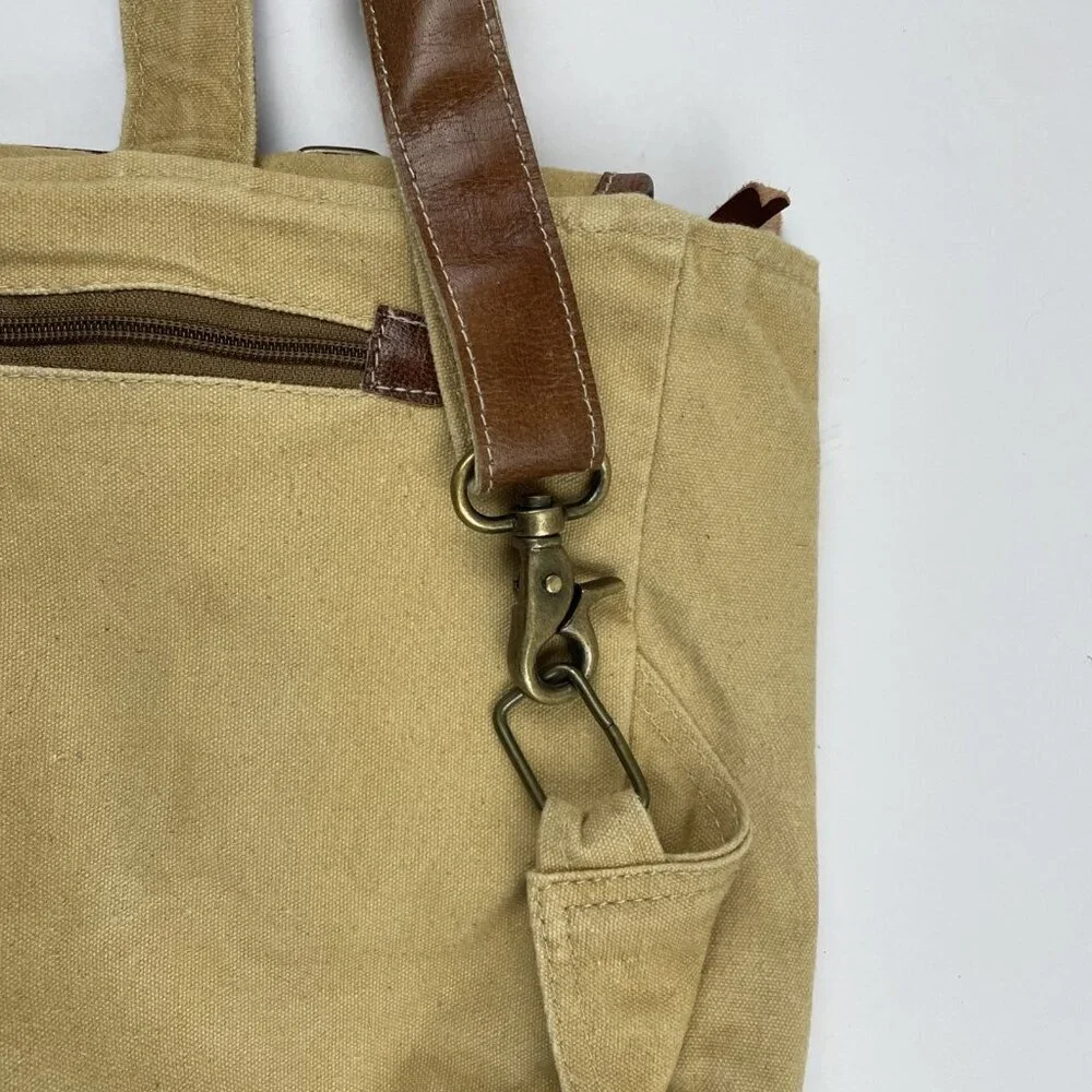 Myra Bag Backpack Boulangerie Paris Front Clip Top Handle Crossbody Canvas